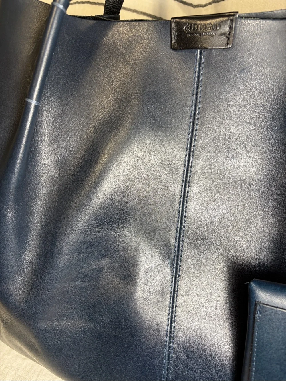 Old Trend Calla Leather Carryall Tote Navy Blue